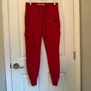True Religion Red Cargo Jogger Pants. Used. READ DESCRIPTION- Signs Of Wear. XS